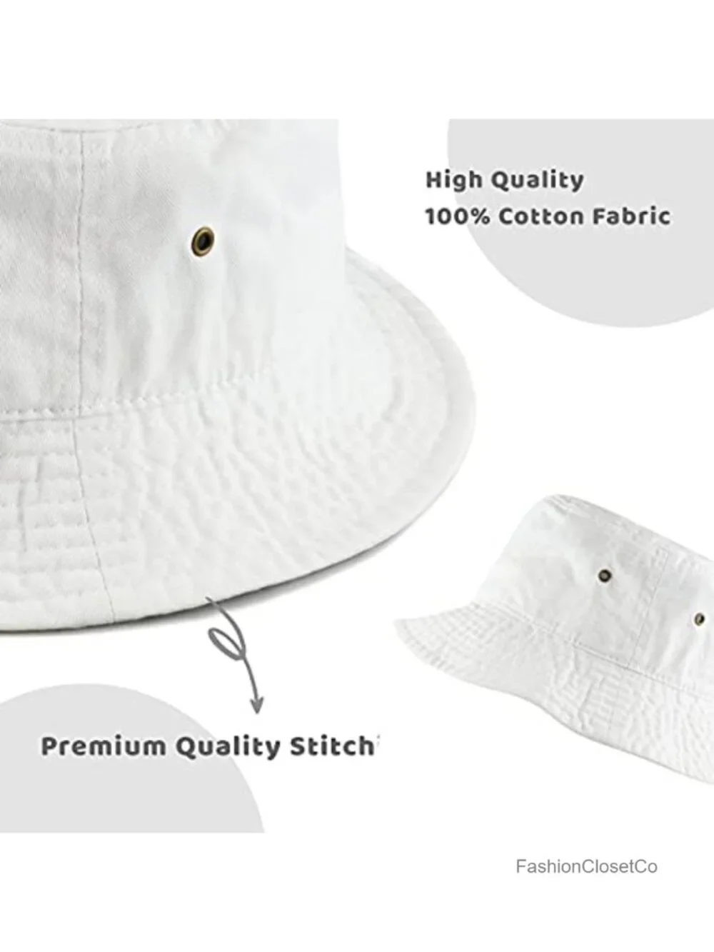 Packable Cotton Bucket Sun Hat for Unisex Travel Beach Fishing